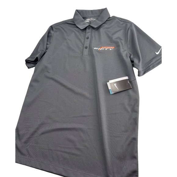 Nike Golf Dri Fit Chevy Camaro Fifty Men Polo Shirt Gray Micro Pique Medium M